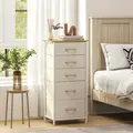 HOMCOM Chest of Five Fabric Drawers - Beige - 2