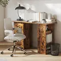 HOMCOM Computer Desk, Home Office Desk, Writing Table, PC Workstation with 3 Storage Shelves and 3 Drawers for Working, Study, 120 x 49 x 72 cm, Rustic Brown - 8