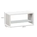 HOMCOM Curved Two-Tier Coffee Table - High Gloss White - 3