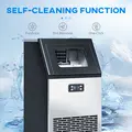 HOMCOM Commercial Ice Maker Machine, Freestanding Stainless Steel Ice Machine with Self-Cleaning, LCD Display, 45kg/24 Hours and 11kg Storage for Home, Office, Bar, Restaurant - 6