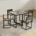 HOMCOM Dining Table and Chairs Set 2, Dining Room Sets, Rectangular Space Saving Table and 2 Chairs for Compact Kitchens, Steel Frame, Grey Wood-Effect - 8