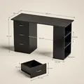 HOMCOM Computer Desk, Home Office Desk, Writing Table, PC Workstation with 3 Storage Shelves and 3 Drawers for Working, Study, 120 x 49 x 72 cm, Black - 3