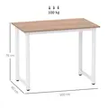 HOMCOM Computer Desk, Writing Table, 100 x 60 x 76cm Workstation for Home Office, Study with Metal Frame, Simple Assembly, White - 3