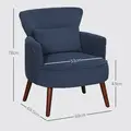 HOMCOM Corduroy Retro Accent Chair - Blue - 3