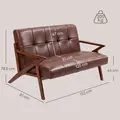 HOMCOM Compact 2 Seater Sofa, Vintage Tufted Loveseat Sofa with Solid Wood Legs, PU Leather Small Couch Settee for Living Room, Bedroom, Home Office, 133 x 81 x 78.5 cm, Brown - 3
