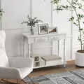 HOMCOM Console Table Modern Sofa Side Desk with Storage Shelves Drawers for Living Room Entryway Bedroom White - 2