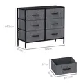 HOMCOM Fabric Chest of Drawers, Industrial Bedroom Dresser with 6 Fabric Drawers, Steel Frame and Wooden Top for Nursery, Living Room, Hallway, Black - 3