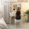 HOMCOM Elegant Dressing Table, with LED Mirror - White - 6