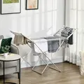 HOMCOM Electric Heated Clothes Dryer, Folding Energy-Efficient Indoor Airer with Extendable Wings, Laundry Drying Horse Rack, Silver - 2