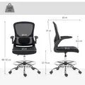 HOMCOM Draughtsman Chair, with Adjustable Lumbar - Black - 3