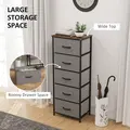 HOMCOM Fabric Chest of Drawers, Industrial Bedroom Dresser with 5 Fabric Drawers, Steel Frame and Wooden Top for Nursery, Living Room, Hallway, Rustic Brown and Grey - 4