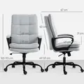 HOMCOM Double Padded Linen-Look Office Chair - Light Grey - 3