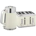 HOMCOM Electric Stainless Steel Kettle and Toaster Set, 3000W 1.7L UK Strix Thermostat Fast Boil Kettle w/ Limescale Filter, Cool Touch Body, 4 Slice Toaster with 7 Browning Levels, Crumb Tray, Cream - 1