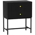 HOMCOM Elegant Two-Drawer Bedside Table - Black - 1