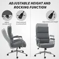 HOMCOM Executive Office Chair, Linen Fabric Computer Desk Chair with Double-Layer Back Cushion, Rocking Function, Height Adjustable for Home, Charcoal Grey - 8