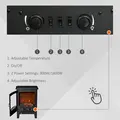 HOMCOM Electric Fireplace Stove, Free standing Fireplace Heater with Realistic LED Flame Effect and Adjustable Brightness, Overheat Safety Protection, 900W/1800W, Black - 5