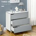 HOMCOM Drawer Chest, 3-Drawer Storage Cabinet Unit with Pine Wood Legs for Bedroom, Living Room, 75cmx42cmx75cm, Grey - 5