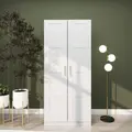 HOMCOM Double Paneled Door Wardrobe, with Shelves - White - 2