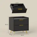 HOMCOM Elegant Two-Drawer Bedside Table - Black - 3