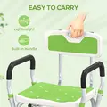 HOMCOM EVA Padded Shower Chair for the Elderly and Disabled, Height Adjustable Shower Stool with Back and Arms, 4 Suction Foot Pads, Green - 8