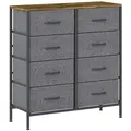 HOMCOM Fabric Chest of Drawers, Industrial Bedroom Dresser with 8 Fabric Drawers, Steel Frame and Wooden Top for Nursery, Living Room, Hallway, Rustic Brown and Grey - 1