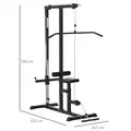 HOMCOM Exercise Pulley Machine Power Tower with Adjustable Seat Cable Positions - 3