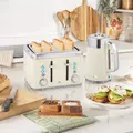HOMCOM Electric Stainless Steel Kettle and Toaster Set, 3000W 1.7L UK Strix Thermostat Fast Boil Kettle w/ Limescale Filter, Cool Touch Body, 4 Slice Toaster with 7 Browning Levels, Crumb Tray, Cream - 2