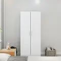 HOMCOM Double Paneled Door Wardrobe, with Shelves - White - 7