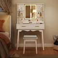 HOMCOM Elegant Dressing Table, with LED Mirror - White - 9