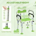 HOMCOM EVA Padded Shower Chair for the Elderly and Disabled, Height Adjustable Shower Stool with Back and Arms, 4 Suction Foot Pads, Green - 7