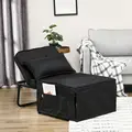 HOMCOM Fabric Sleeper Chair, Folding Chair Bed with Adjustable Backrest, Pillow, Side Pockets for Living Room, Black - 2