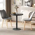 HOMCOM Dining Table, Round Kitchen Table with Steel Base for Living Room, Dining Room, 60 x 60 x 72cm, Black - 2
