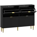 HOMCOM Elegant Four-Drawer Shoe Cabinet - Black - 1