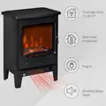 HOMCOM Electric Fireplace Stove, Free standing Fireplace Heater with Realistic LED Flame Effect and Adjustable Brightness, Overheat Safety Protection, 900W/1800W, Black - 6