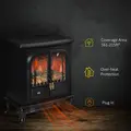 HOMCOM Electric Fireplace Stove Heater with LED Fire Flame Effect, Double Door, Freestanding & Portable with Overheat Protection, 1000W/2000W, Black - 6
