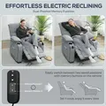HOMCOM Electric Massage Recliner Armchair with Vibration, Heat, Whisper-Quiet Motor, Memory Function, Velvet Power Reclining Chair with Spring Pack, USB Port, Footrest, Side Pocket, Cup Holders, Grey - 5