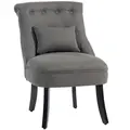 HOMCOM Fabric Single Sofa Dining Chair Tub Chair Upholstered W/ Pillow Solid Wood Leg Home Living Room Furniture Charcoal Grey - 1