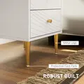 HOMCOM Elegant Two-Drawer Bedside Table - White/Gold-Tone - 6