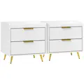 HOMCOM Elegant Two-Drawer Bedside Table Set of 2 - White - 1