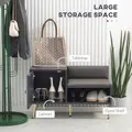 HOMCOM Entryway Furniture Set for 19 Pairs of Shoes, Hallway Shoe Cabinet with Adjustable Shelves, Shoe Storage Bench with Steel Legs, Grey - 6