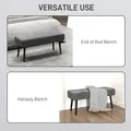 HOMCOM End of Bed Bench, Corduroy Bedroom Bench with Thick Padding and Steel Legs, Tufted Window Seat for Entryway, Living Room, Grey - 6