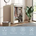 HOMCOM Fabric Wardrobe, Portable Wardrobe with 6 Shelves, 1 Hanging Rail, Foldable Closets, 103 x 43 x 162.5 cm, Cream White - 6
