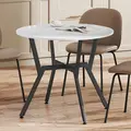 HOMCOM Dining Table, Round Kitchen Table with Black Legs for Living Room, Dining Room 90 x 76 cm, High Gloss White - 9