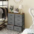 HOMCOM Fabric Chest of Drawers, Industrial Bedroom Dresser with 8 Fabric Drawers, Steel Frame and Wooden Top for Nursery, Living Room, Hallway, Rustic Brown and Grey - 7