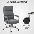 HOMCOM Executive Office Chair, Linen Fabric Computer Desk Chair with Double-Layer Back Cushion, Rocking Function, Height Adjustable for Home, Charcoal Grey - 9