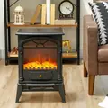 HOMCOM Electric Fireplace Stove Heater with 3D Flame Effect, 2000W/1000W, Freestanding Portable Fireplace with Adjustable Thermostat, 2 Heat Settings for Living Room, Black - 8