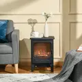 HOMCOM Electric Fireplace Stove, Free standing Fireplace Heater with Realistic LED Flame Effect and Adjustable Brightness, Overheat Safety Protection, 900W/1800W, Black - 7