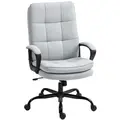 HOMCOM Double Padded Linen-Look Office Chair - Light Grey - 1