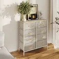 HOMCOM Fabric Chest of Drawers, Industrial Bedroom Dresser with 8 Fabric Drawers, Steel Frame and Wooden Top for Nursery, Living Room, Hallway, Maple Wood-effect - 9