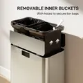 HOMCOM Dual Kitchen Bin with Soft-Close Butterfly Lid, 2 x 28L Stainless Steel Pedal Bin with Removable Inner Buckets, Fingerprint-Proof for Recycling and Waste, Silver Tone - 7